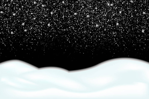 Snowdrift. Frozen lying snow. Falling snow, snowflakes. Winter Christmas illustration. Vector template. The object on an isolated background. - Vector, Image