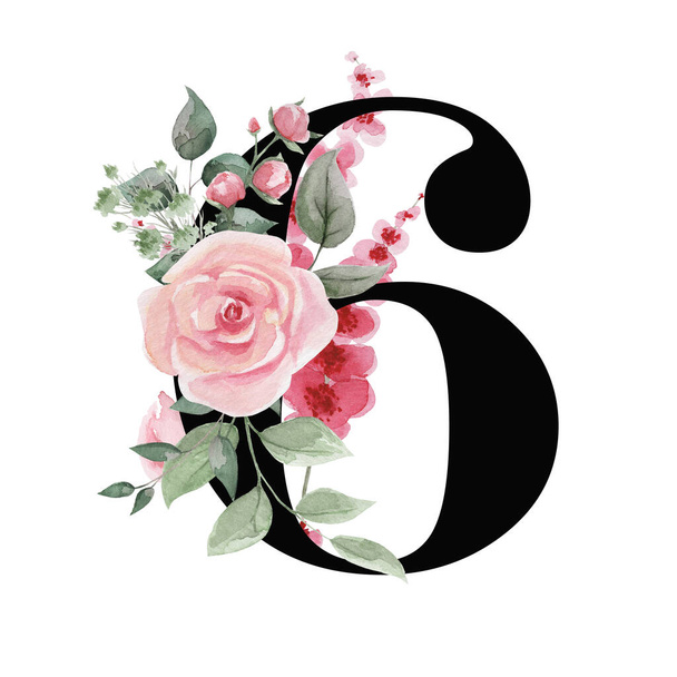 Number 6 for text design, holiday cards, decor and design of text messages, wedding invitations. - Zdjęcie, obraz
