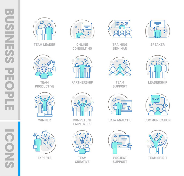 Stile di design piatto di business people icon set. Illustrazione del magazzino vettoriale. - Vettoriali, immagini