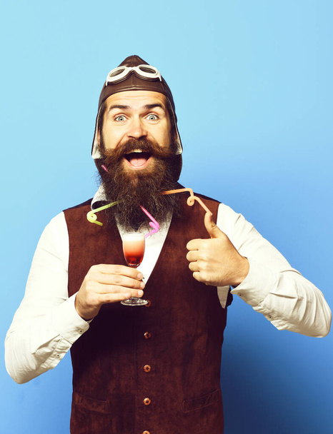 smiling handsome bearded pilot - Foto, immagini
