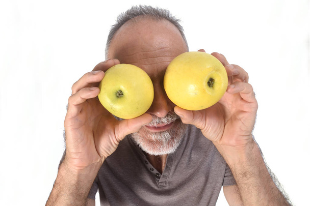 férfi Apple fehér háttér - Fotó, kép