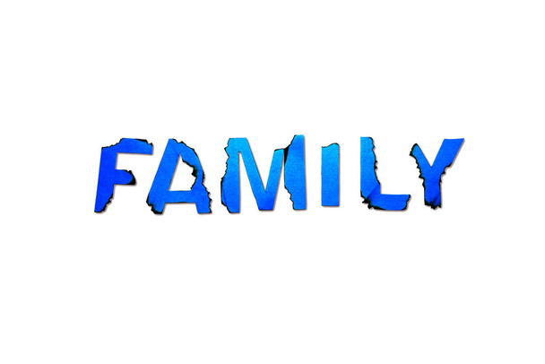 Verbrand woord "familie"" - Foto, afbeelding
