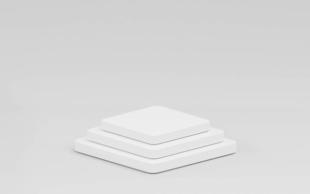minimalistische weiße Vitrine mit leerem Raum im alten Marmorstil 3D-Illustration rendern - Foto, Bild