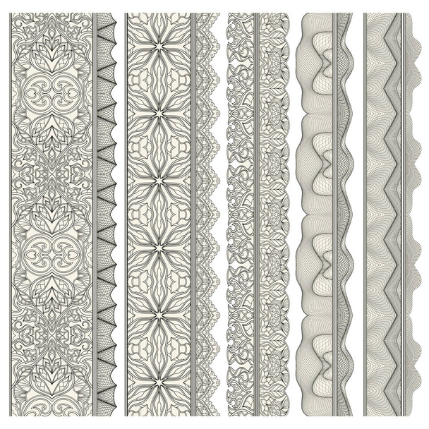 Set of ornamental borders for covers, certificates or diplomas. Seamless borders, dividers and frames in arabesque, vintage style.  - Vector, Image