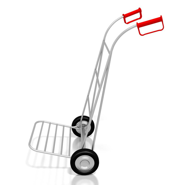 Ruční vozík izolovaný na bílém pozadí - 3D vykreslování - Fotografie, Obrázek