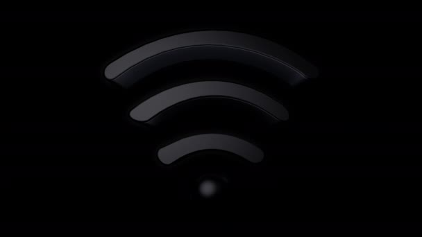 Wi-Fi sembolünün siyahla canlandırılması ve şeffaf bir arkaplanda mavi ile bağlantıyı kurmak, alfa - Video, Çekim