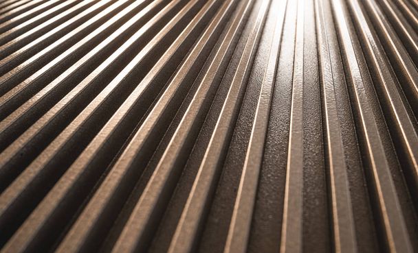 Close-up of a golden corrugated metal surface - Foto, Imagem