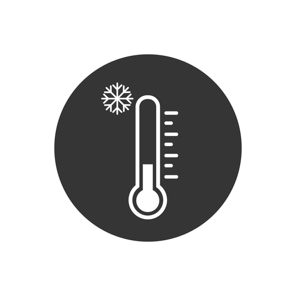 Векторная иллюстрация иконки холодного термометра на сером фоне. Элемент плоского веб-дизайна для веб-сайта, приложения или инфографики
 - Вектор,изображение