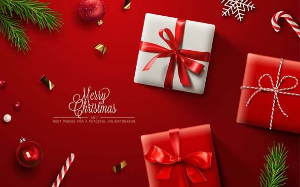 Christmas background, banner, frame, header, background or greeting card design. Vector Illustration - Vector, afbeelding