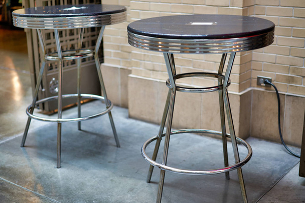 Two bar metal stools, San Francisco, CA - Photo, Image