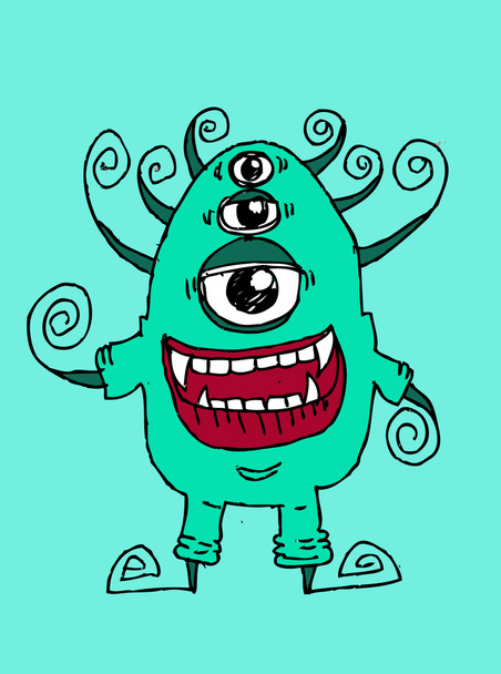 Cartoon cute monsters in Jaidee Family Style - Διάνυσμα, εικόνα
