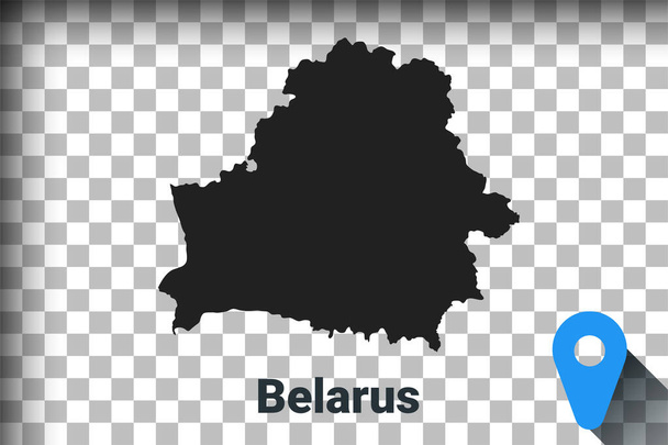 Χάρτης της Λευκορωσίας, μαύρος χάρτης σε διαφανές φόντο. προσομοίωση διαφάνειας καναλιού άλφα σε png. διάνυσμα - Διάνυσμα, εικόνα