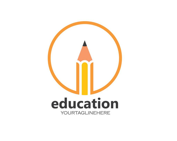 鉛筆ベクトル図のアイコンと教育のロゴ - ベクター画像