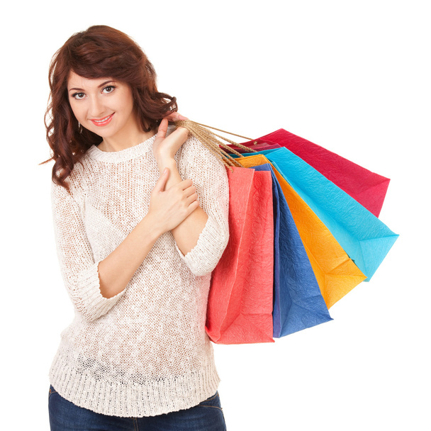 Pretty woman with shopping bags - Foto, Bild