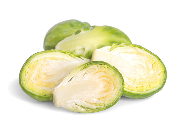 Fresh green brussel sprouts vegetable an isolated on white backg - Photo, Image