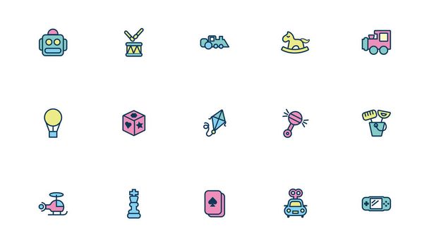 bundle of child toys set icons fill style - Vector, Image