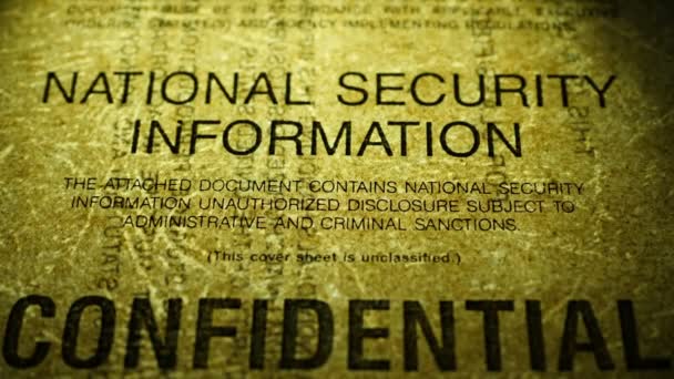 Close up of confidential national security information - Footage, Video