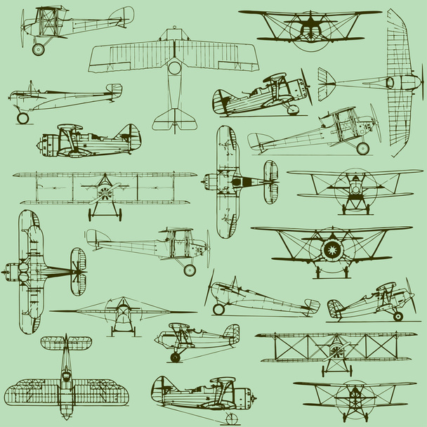 Retro zökkenőmentes régi repülőgépek minta - Vektor, kép