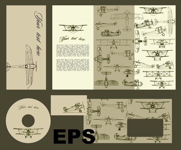 Business style templates, vintage airplanes - Vector, Image