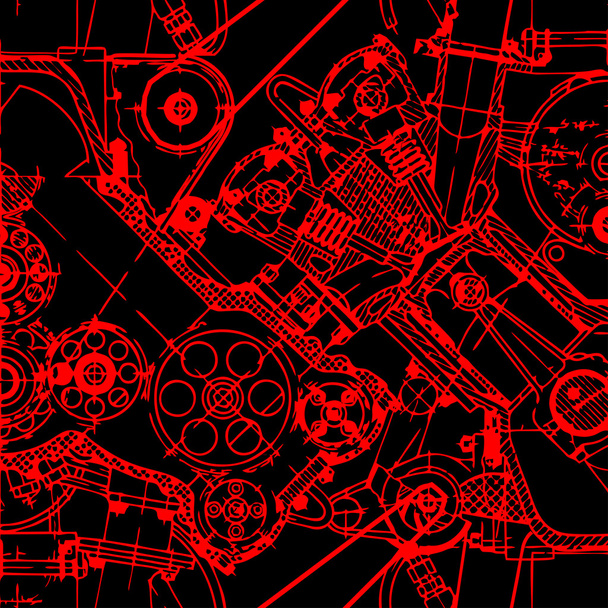 Desenho do motor sem costura padrão
 - Vetor, Imagem