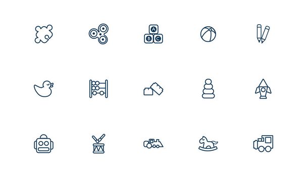 paquete de juguetes para niños conjunto de iconos estilo de línea
 - Vector, Imagen