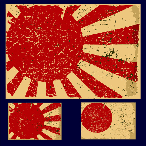 η σημαία της Ιαπωνίας grunge, ρετρό σειρά. - Διάνυσμα, εικόνα