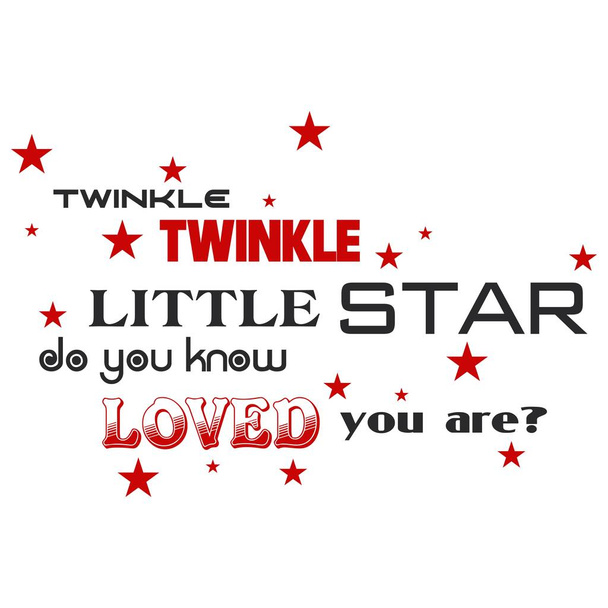 Twinkle Twinkle pequeñas palabras de la estrella nube y estrellas
 - Vector, Imagen