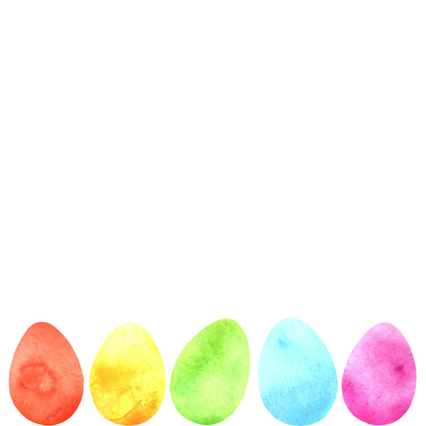 Conjunto de ovos aquarela simples. Brilhante, luz fundos de Páscoa e texturas. Cristo ressuscitou. Borda irregular
 - Foto, Imagem