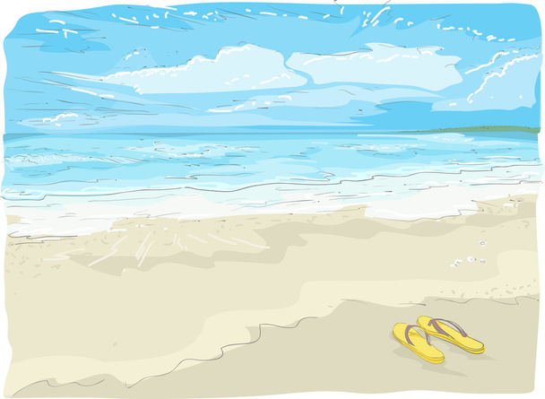 Flipflops на пляжі ескіз - Фото, зображення
