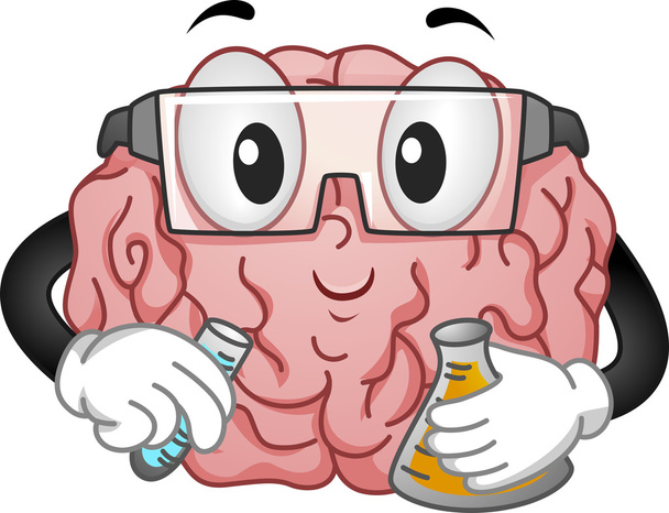 maskotka mózgu robi eksperyment chemia - Zdjęcie, obraz