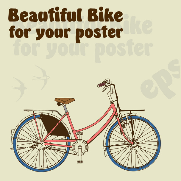 Gyönyörű kerékpáros a plakát - Vektor, kép