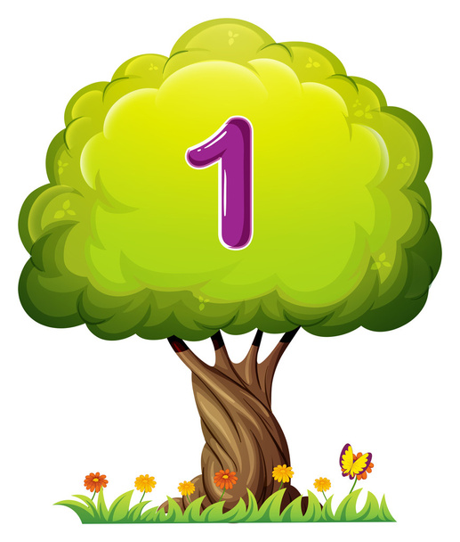 A tree with a number one figure - Vector, Image