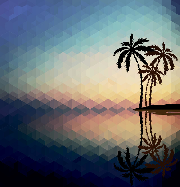 Palm trees against the evening sunset. - Vector, Image
