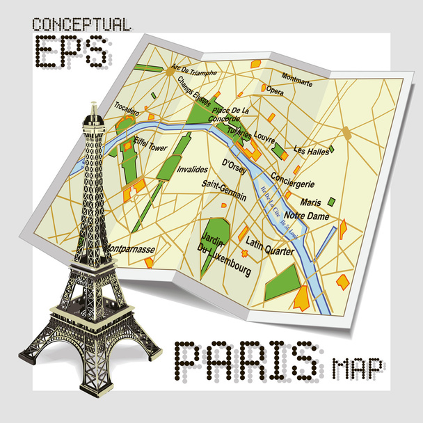 Käsite turisti kartta Pariisi
 - Vektori, kuva