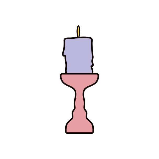 burning candle chandelier decoration icon - Vetor, Imagem