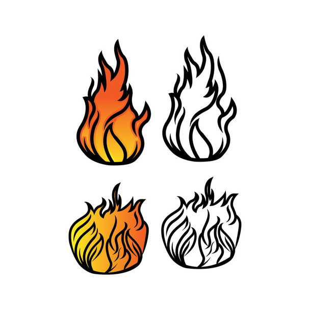 Conjunto de llamas en el estilo plano. Simple, Icons Bonfire. Vector s
 - Vector, Imagen