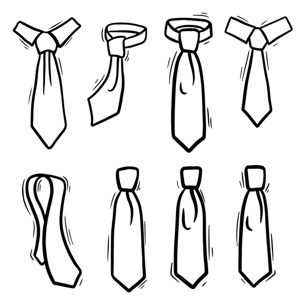 Ties with different knots hand drawn illustrations set - Vektor, obrázek