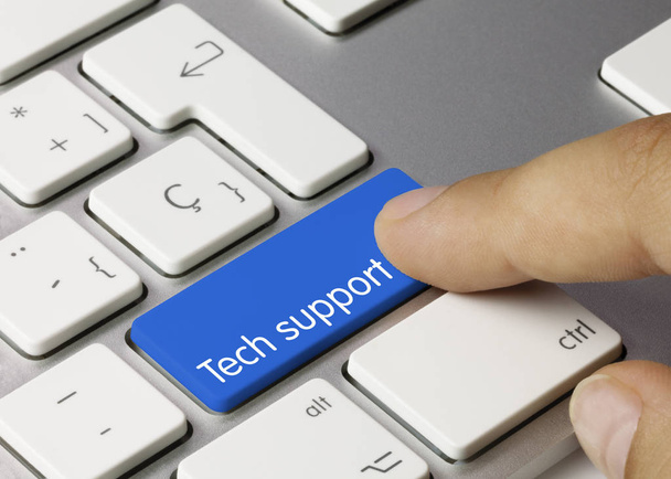 Technická podpora - Inscription on Blue Keyboard Key - Fotografie, Obrázek