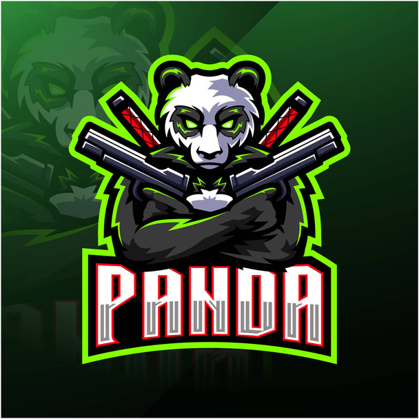 Panda gunner esport kabala logó design - Vektor, kép