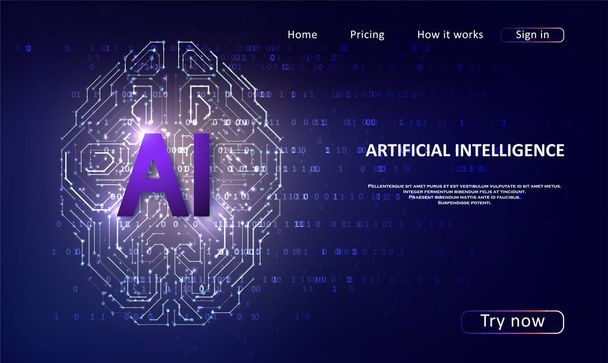 Artificial Intelligence landing page  - Vettoriali, immagini