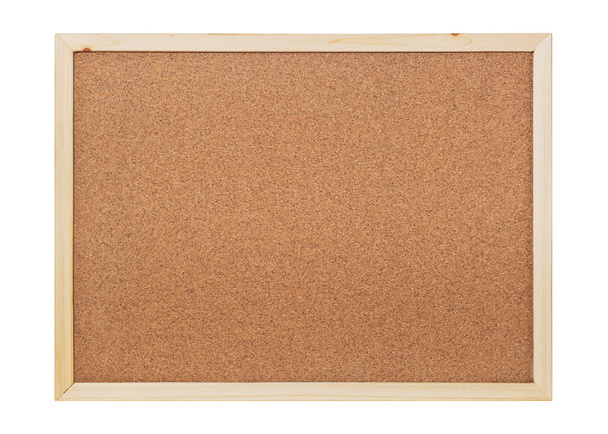 geïsoleerde lege cork bord met houten frame - Foto, afbeelding