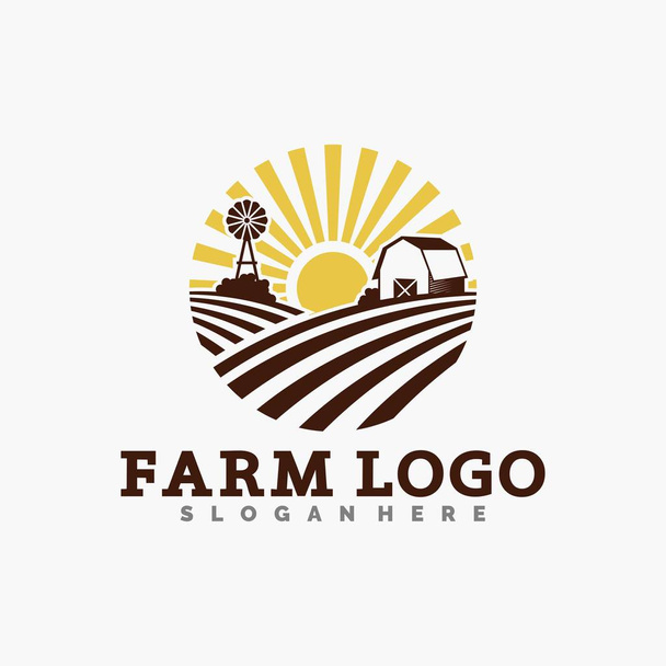 boerderij en vintage logo, icoon en sjabloon - Vector, afbeelding