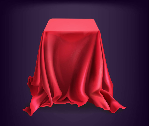 Pano de seda vermelho tablet realista coberto
 - Vetor, Imagem