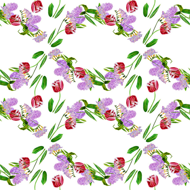 Seamless pattern with tulips - Foto, Imagem