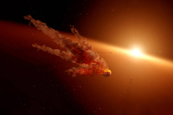 Kosmisen pölyn törmäyksestä asteroidiin. Elementit tämän kuvan kalustettu NASA
 - Valokuva, kuva