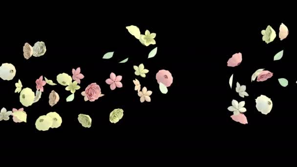 3D animation μιας ροής λουλούδι χαρτί με άλφα στρώμα - Πλάνα, βίντεο