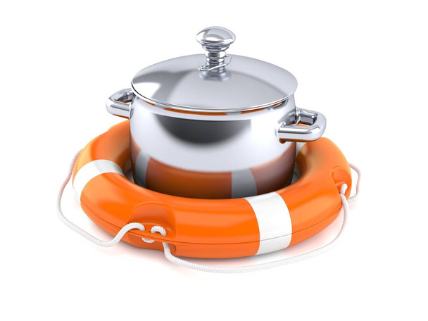 Kitchen pot inside life buoy - Photo, Image