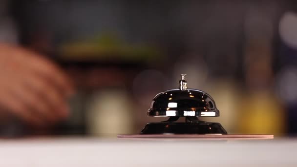 Ring the bell in the fancy restaurant. Service Bell 4K - Záběry, video