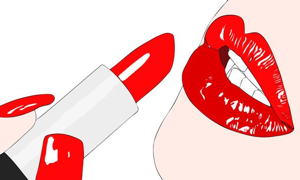 A beautiful woman while wearing red lipstick - Photo, Image