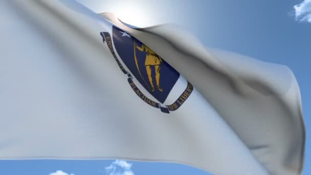 Flag of Massachusetts Waving in the Wind - Footage, Video